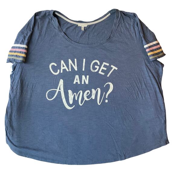 Maurices Women Short Sleeve Crewneck T-shirt Size 2XL, Blue, Can I Get An Amen? - Picture 1 of 8